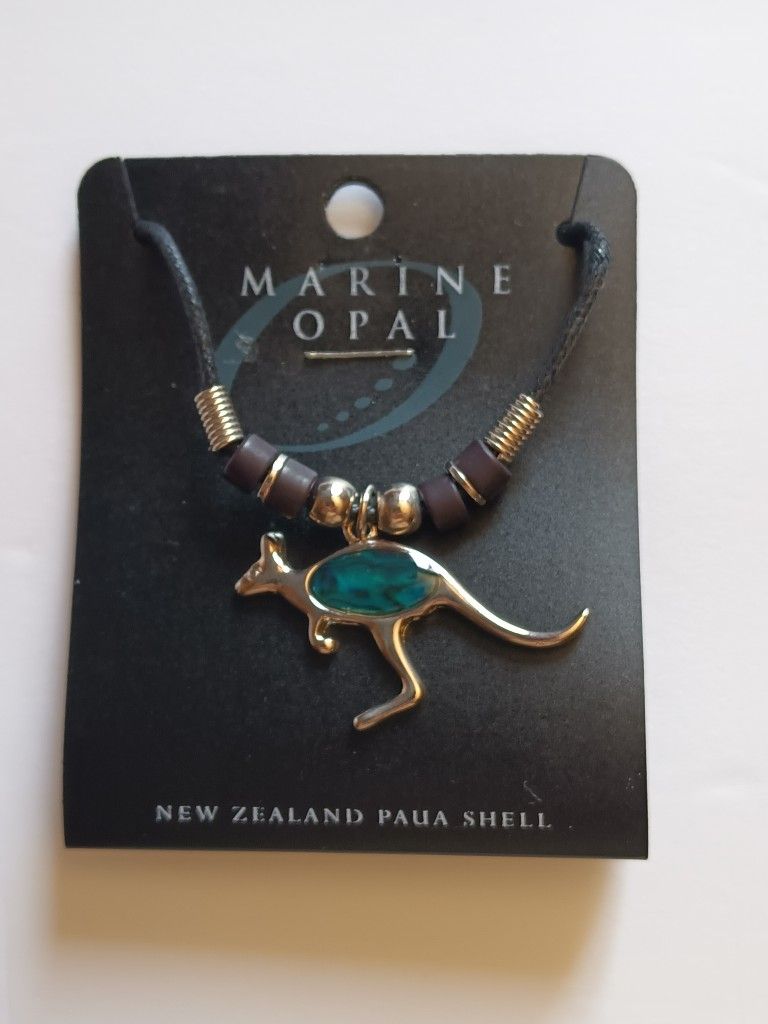 Marine Opal Kangaroo Paua Shell  Adjustable Necklace 