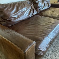 Brown Leather Sofa, Extra Long 