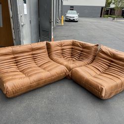 Togo Style Sofa Set - Matte Brown 