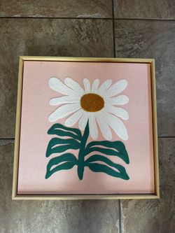 Framed embroidered flower