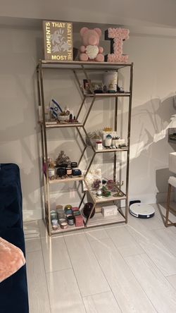Gold Metal Etagere Bookshelf Display Rack