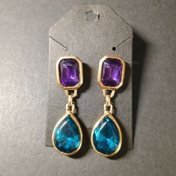 Trifari TM Purple Aqua Blue Glowing Lucite