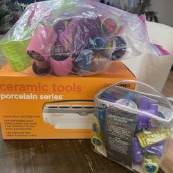 Conair Pro Ceramic Tools Porcelain Series 12-Piece Hot Rollers Set for Curls new with two bags of hair rollers 