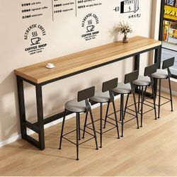 Bar Height Table Long Bar Table, Industrial Counter Height Table Narrow High Top Pub Table, Fits Kitchen and Breakfast Bar, for Coffee Shop, Bistro Us