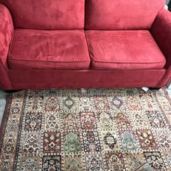 Havertys Red Suede Pullout Sofa Bed