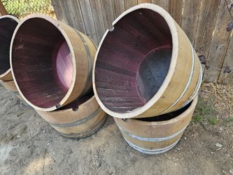 Oak Barrel Planters 