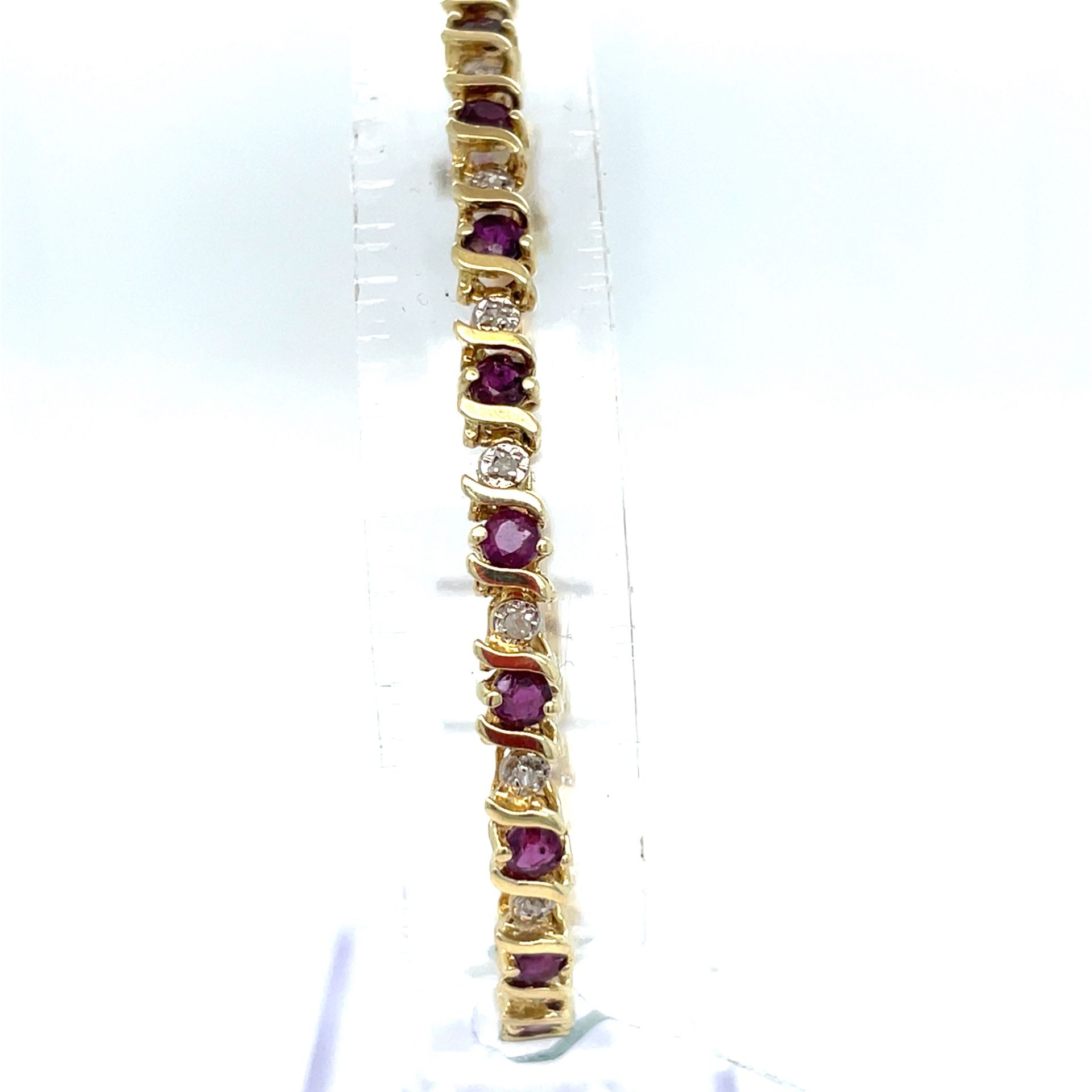 14Kt Yellow Gold 7” Ruby Tennis Bracelet 9.00g I-1726