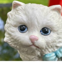 2 Adorable vintage porcelain/ceramic Himalayan Persian cat figurines blue eyes!