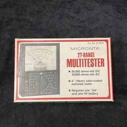 Vintage Micronta 22-203A Black 27-Range 30000 Ohms/Volt Electrical Multitester