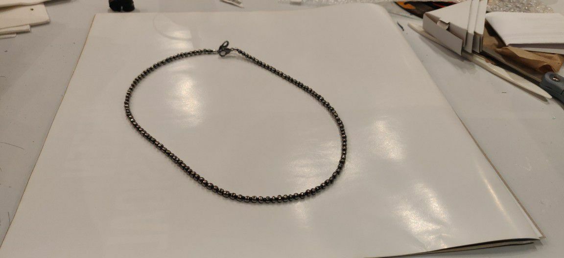 Dark Silver Beaded Necklace