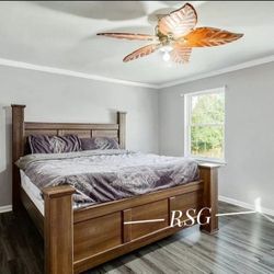 Queen Bedroom Set Bed Frame, Dresser Mirror, Night Stand. 💚No Needed Credit Check 💛 $39 Down Payment with Financing