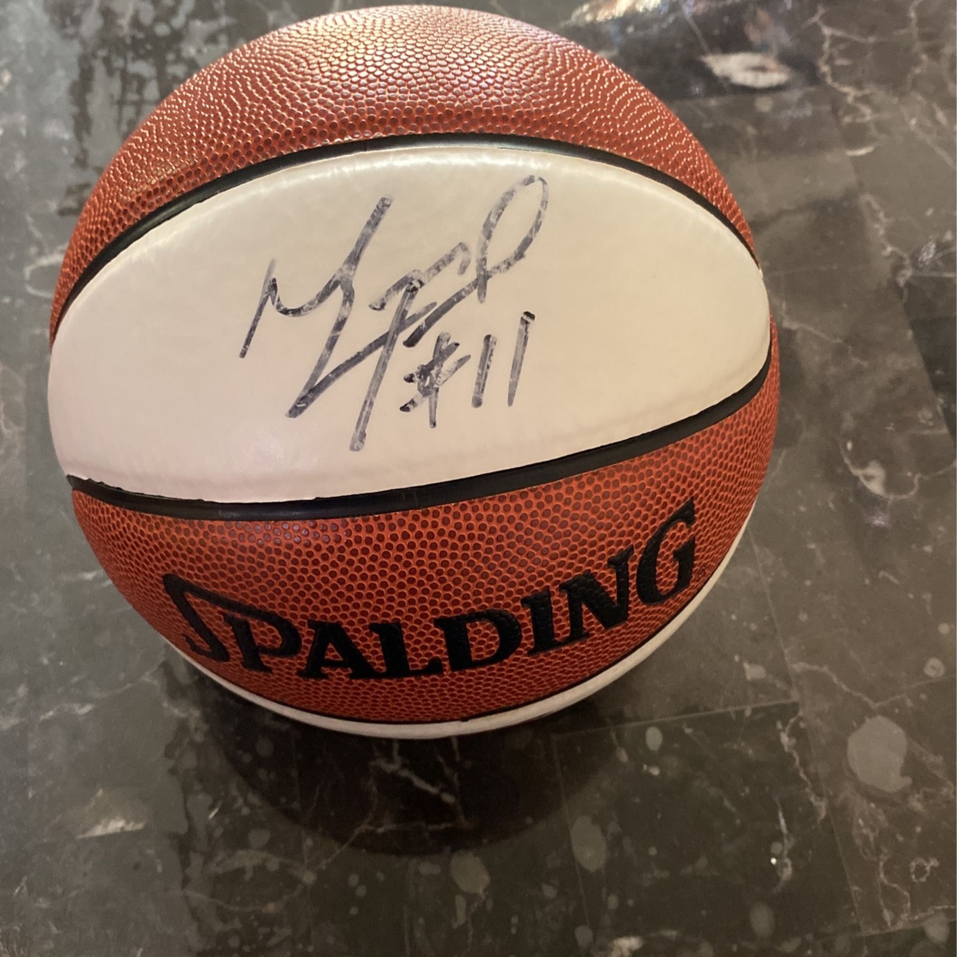 small basketball Spalding signed Meyers Leonard