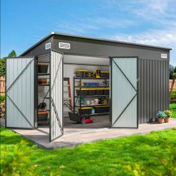 12'x8' Outdoor Storage Shed with Triple Lockable Door