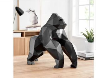 Geometric Resin Ape Sculpture Matte Black, 23" X 17"C-APE-MB,