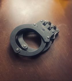 ***2 CUFFS  for $30 w/ CASE *** LOW PRICE *** 2 CUFFS **2 CASES | Double Peerless Handcuffs Lot — 2 Pairs with Leather & Nylon Cases