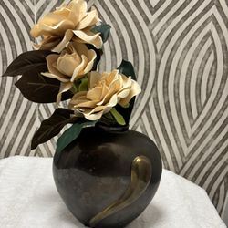 Vintage Art Deco Mcm Solid Brass Vase Made In India 