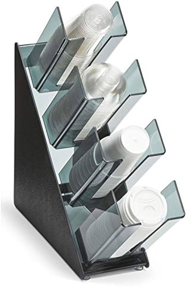 Cafe Closing - Vollrath CTCL-4B Black 4-Section Countertop Slanted Cup and Lid Organizer