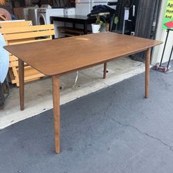 Mid-Century Modern French Oak Light Brown Finishing Dining Table