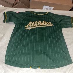 Vintage Oakland Athletics Starter Jersey Pinstripe 90s Green Mens Large Clean