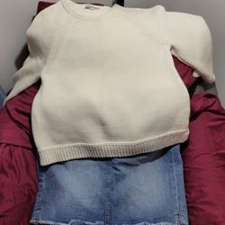 Denim Skirt And Sweater