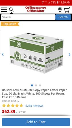 Boise X9 copy paper - box of 10 reams