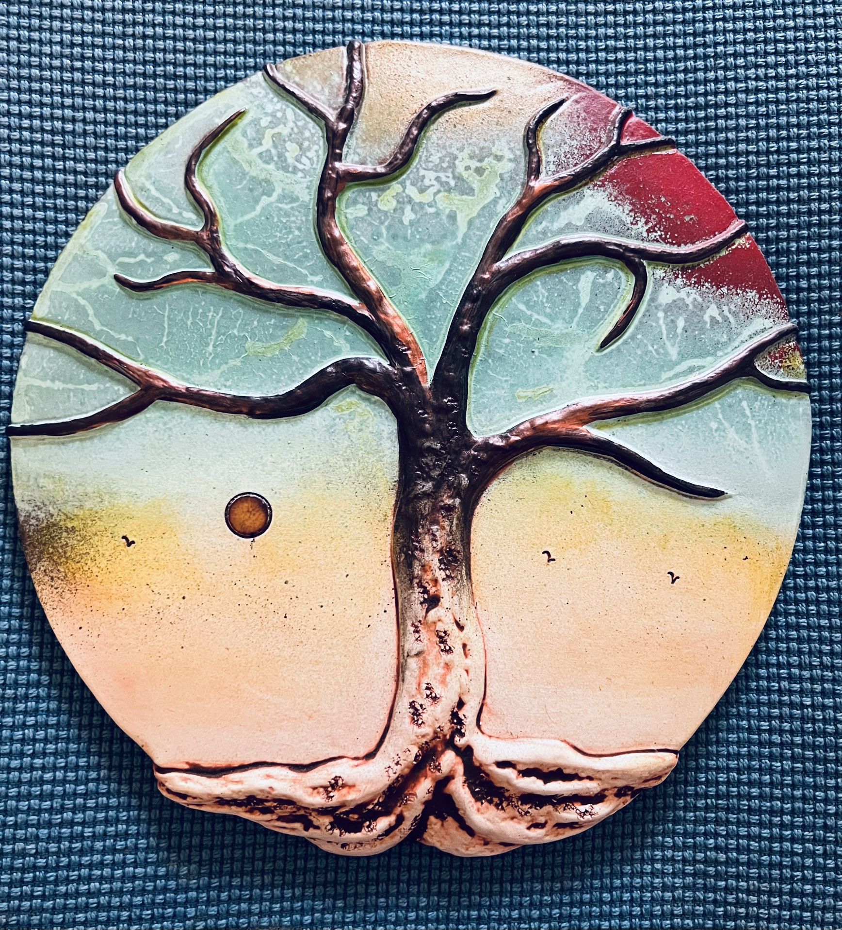 Dominique Blain Ceramic Sculpture Wall Plate "Tree Of Life” 2010. Artist Signed