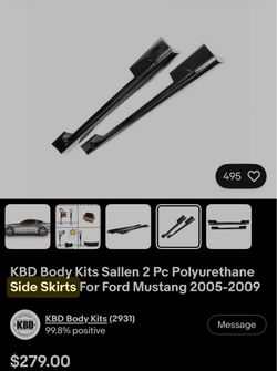 2005-2009 mustang salleen side skirts