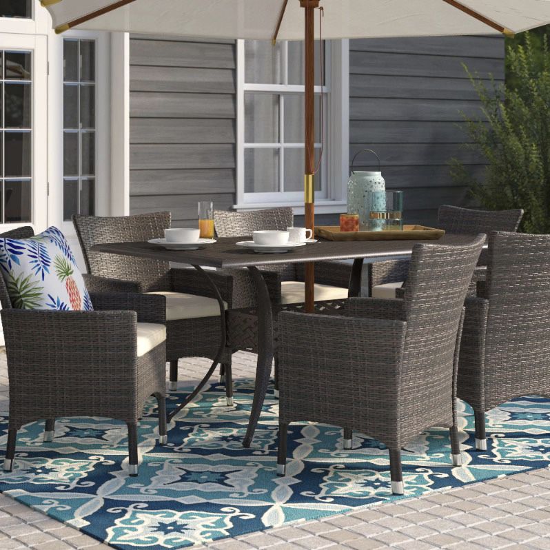 Beachcrest home-Tellara outdoor 7 piece patio dining set with cushions