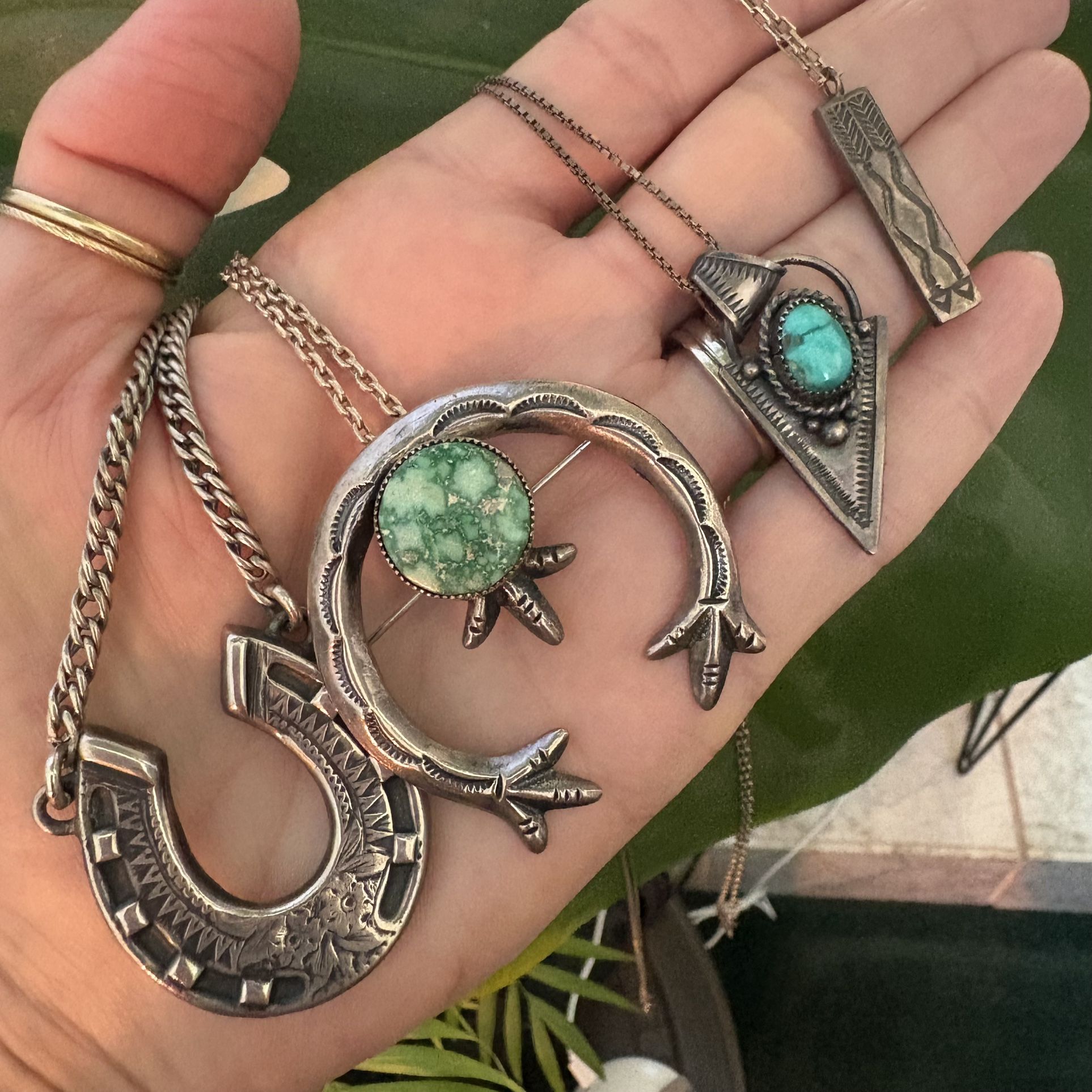 Sterling Turquoise Naja Arrowhead And Arrows Pendant