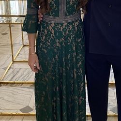Green lace evening dress