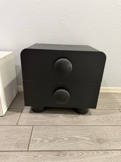 Black 2-Drawer Nightstand with Round Knobs