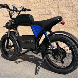 1500 Watt Electric Ebike, 35-39mph, Fat Tire, Includes Center Basket, 18ah Battery Incl (Blue Or Sand)