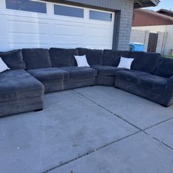 Dark Gray Sectional Sofa Couch Wedge 