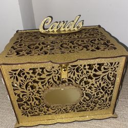 Rustic Wedding Card Box, Gold,