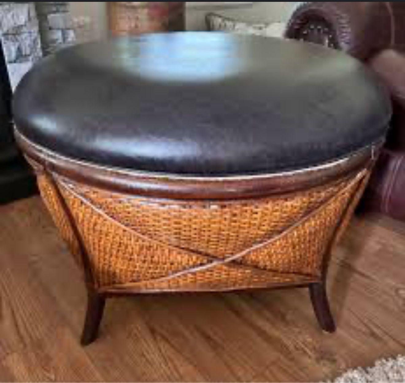 Dark Round Ottoman With Storage