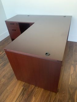 Desk L Shape 66”x66” With Drawers Mahogany Sale! New!