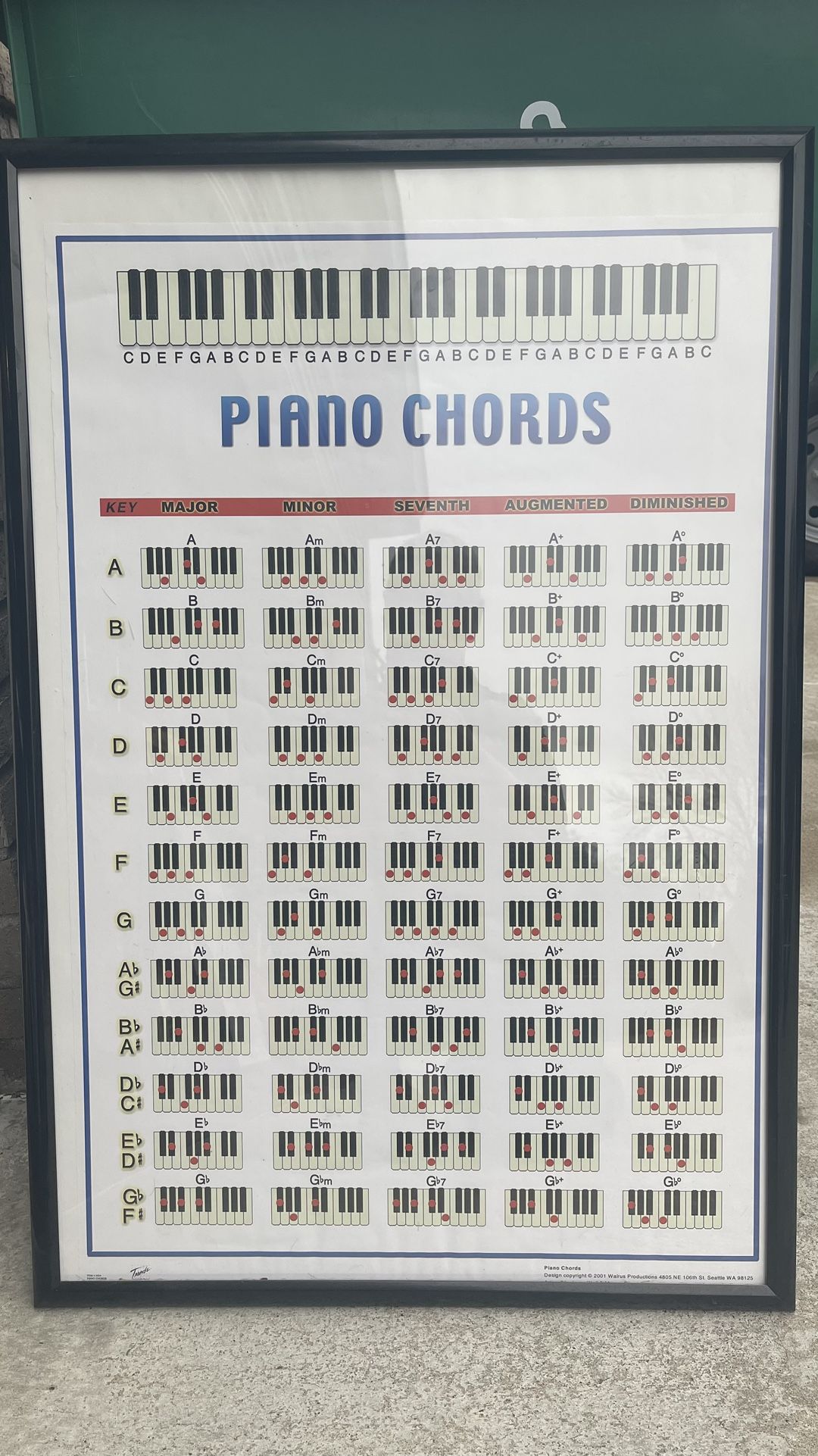 Piano Chords Framed Picture Poster 37x25