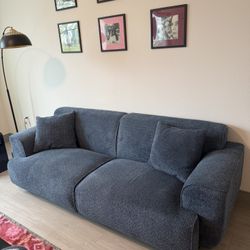 MINIMORE 91” Modern Sofa – Blue Bouclé (Like New)