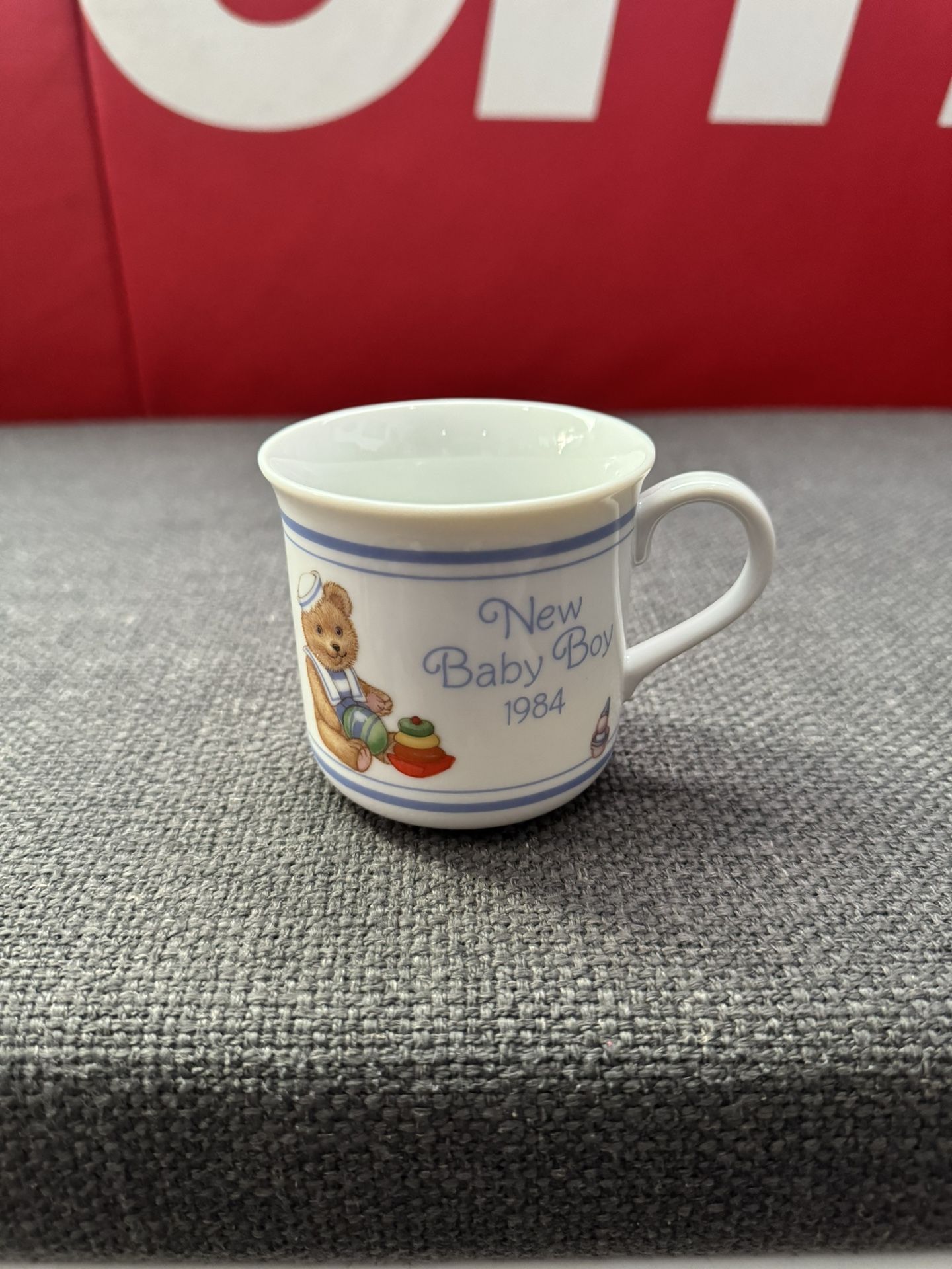 Hallmark New Baby Boy Cup 1984 Commemorative Porcelain Bear Toys Keepsake Sailor