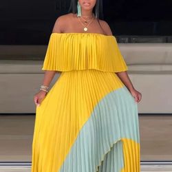 Off Shoulder Pleated Dress