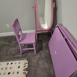 Girls Mirror And Writing Desk And Chair  In Purple 