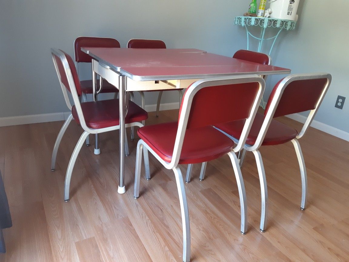 Vintage Retro Early 50s Mid Century Fomica Dining Table 6 Chairs MCM