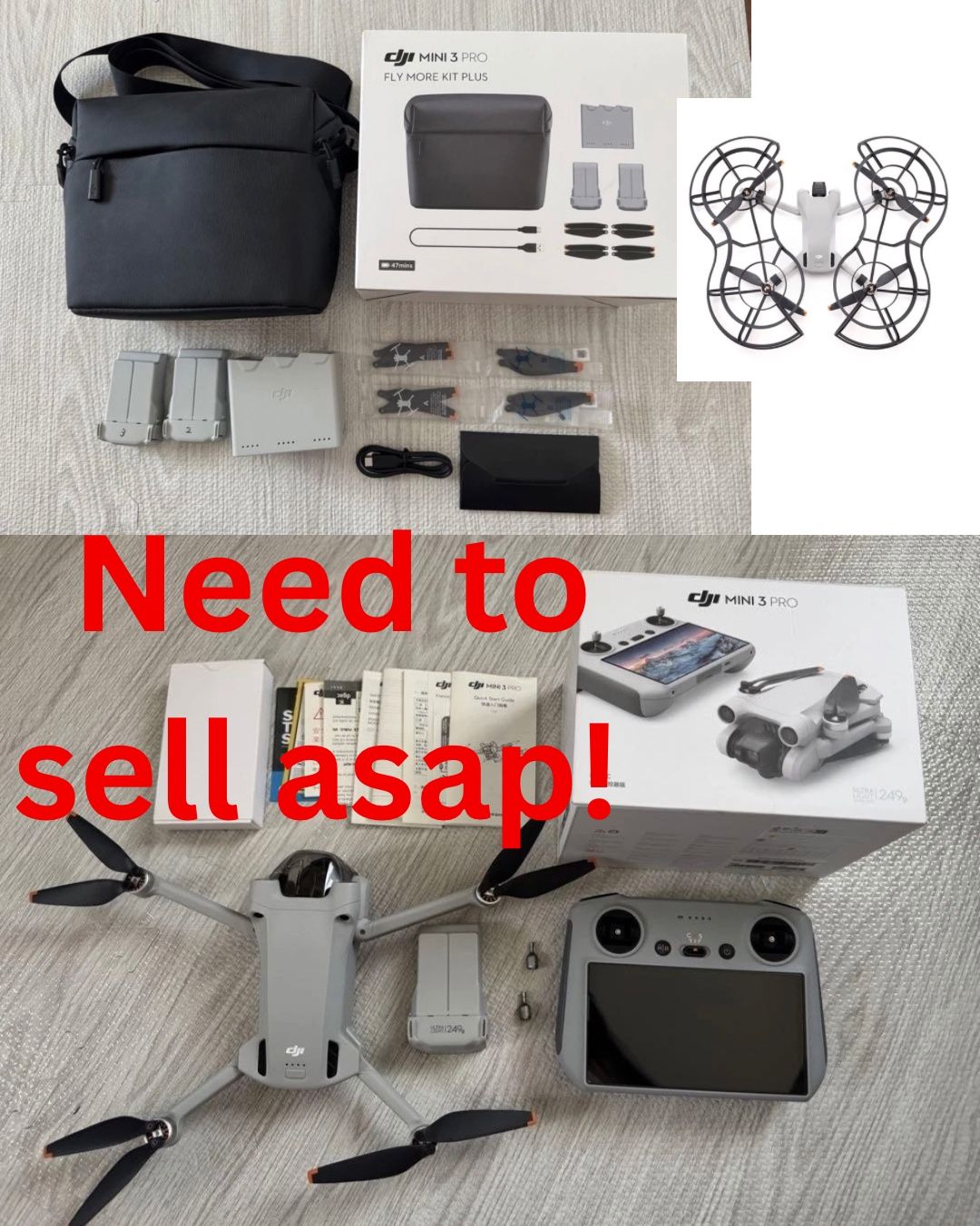 DJI Mini 3 Pro Rc tablet remote Fly More Combo With Guards And Nd Filters.