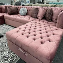 Pink Sectional, Velvet Couch,black,blue,,gray,green