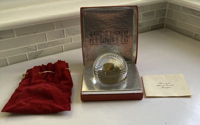 Engravable BASEBALL PAPER WEIGHT HandBlown CUT Crystal ETCHED Atlantis VTG Boxed
