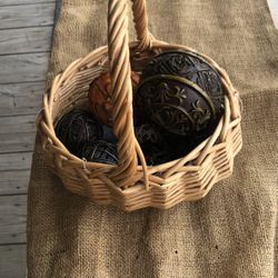 Medium Size Wicker Basket Full Of Orbs