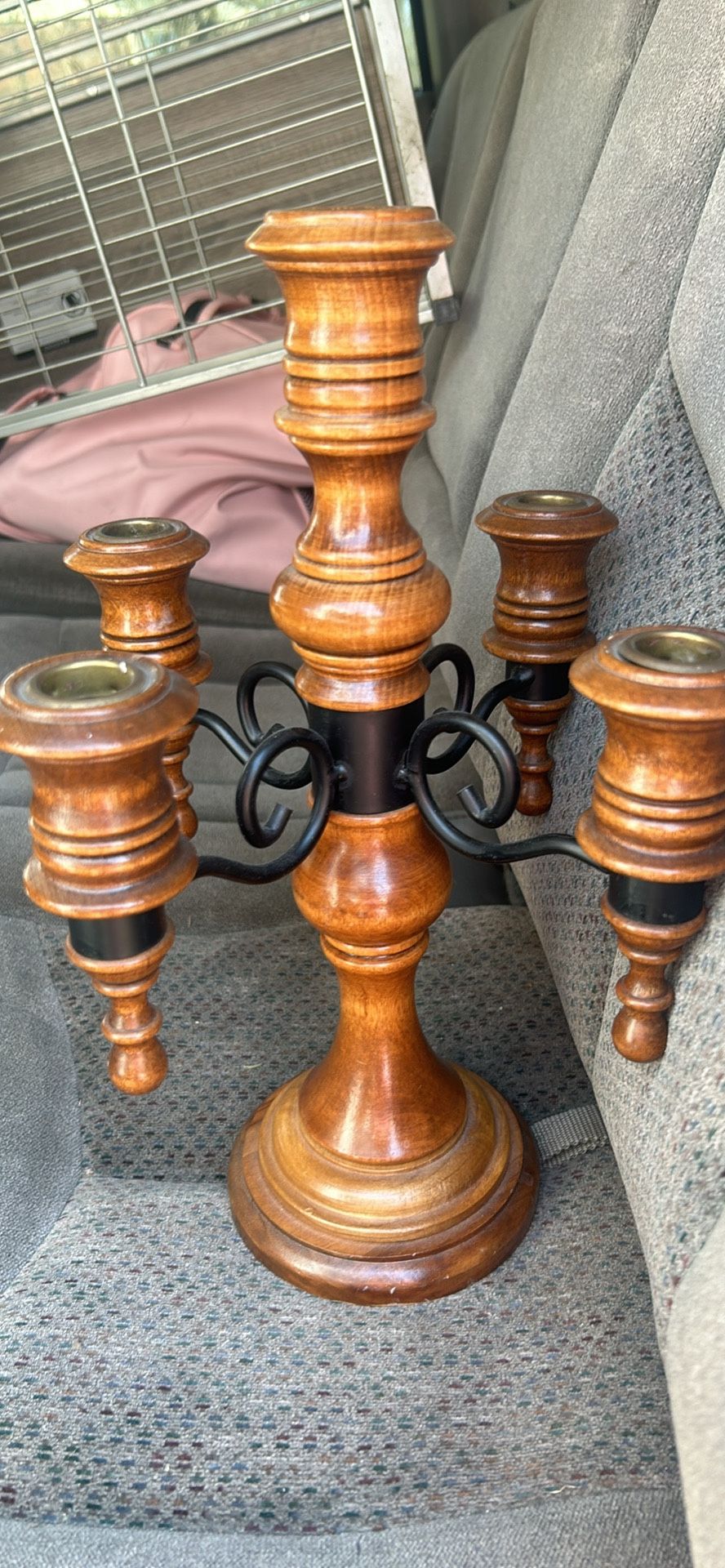 Wooden & Iron Candelabra 