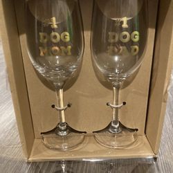#1 Dog Mom & #1 Dad Wine Glasses 
