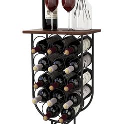 Taleco Gear Freestanding, Wine Stand Rustic Style, Holds 14 Bottles of Wine, freestanding Floor, Decorative Wine Storage Rack, Stackable Metal Wine Ra