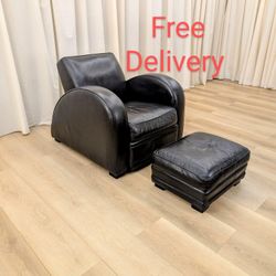 Room and Board Roadster Leather Chair and Ottoman Free Delivery